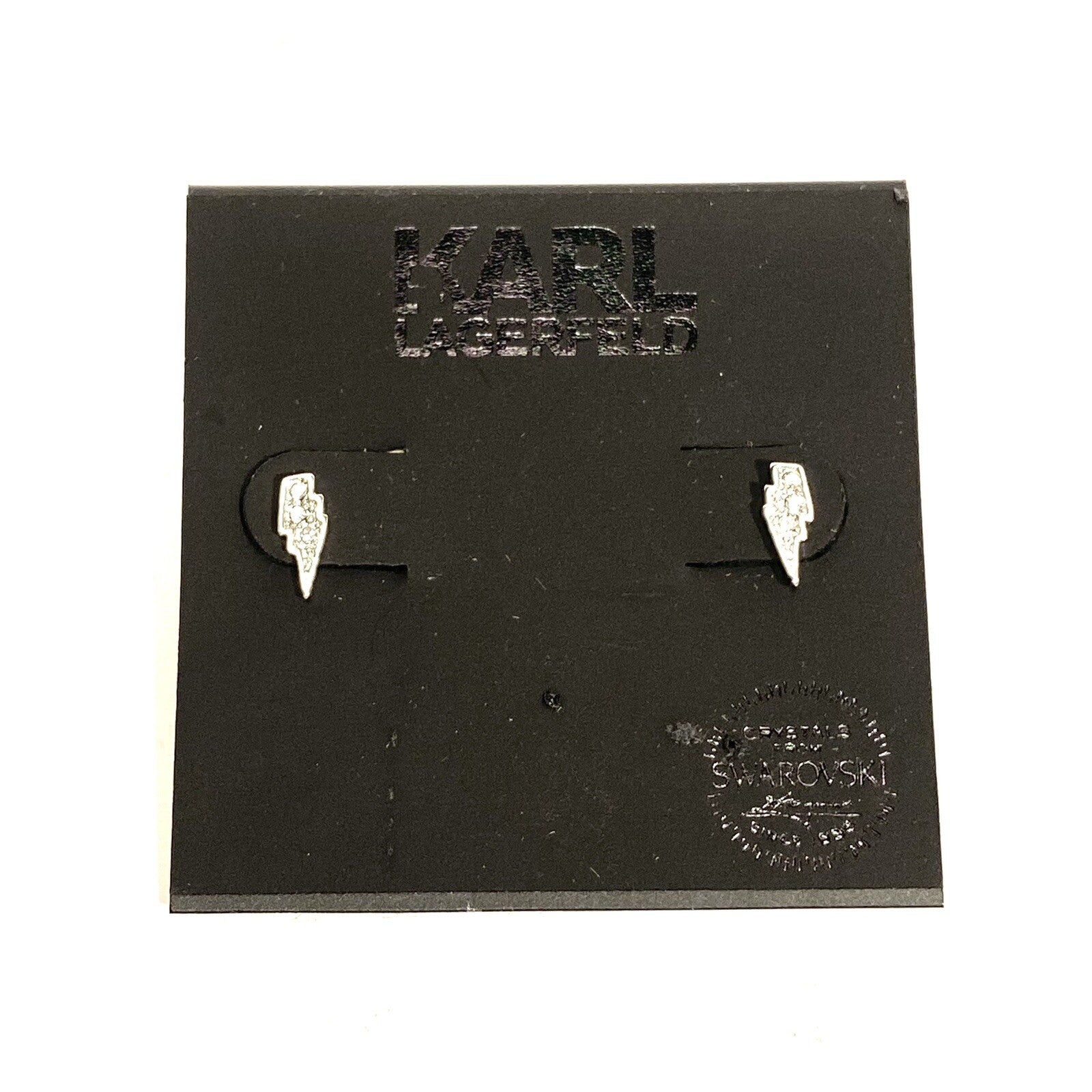 KARL LAGERFELD Swarovski Lightning Bolt Mini Stud Earrings Silver (MSRP $44)