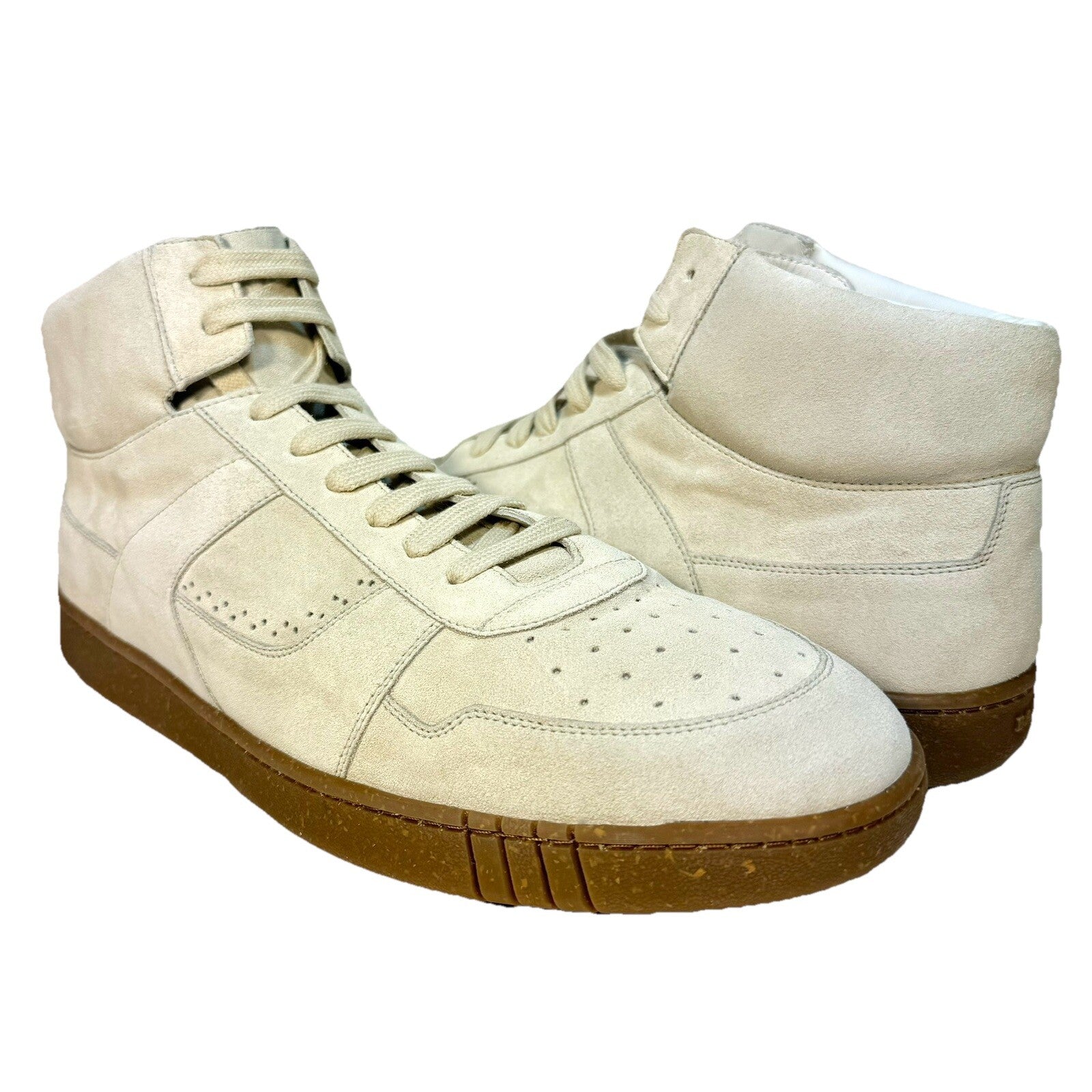 BALLY Mens Wiggles Suede Leather Mid Top Sneakers Dusty White 14 (MSRP $770)