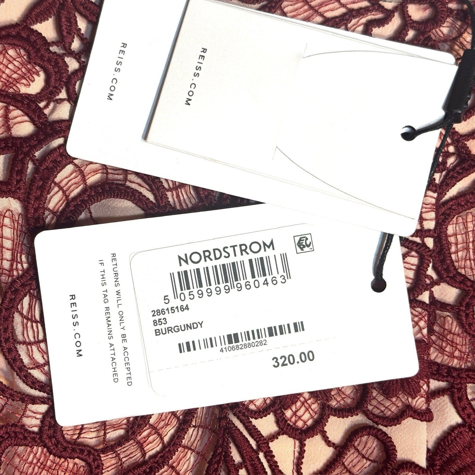 REISS Womens Flo Floral Lace Lined Pencil Skirt Burgundy Red (MSRP $320)