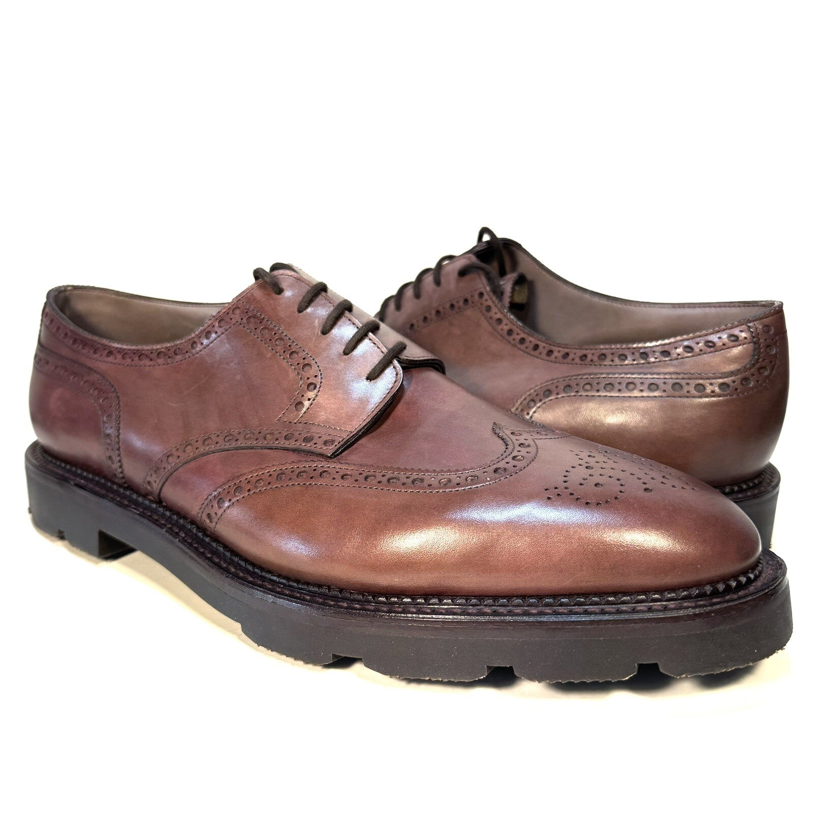 JOHN LOBB Mens Hayle Heavy Lug Sole Leather Oxford Shoes Brown 10 (MSRP $1,990)