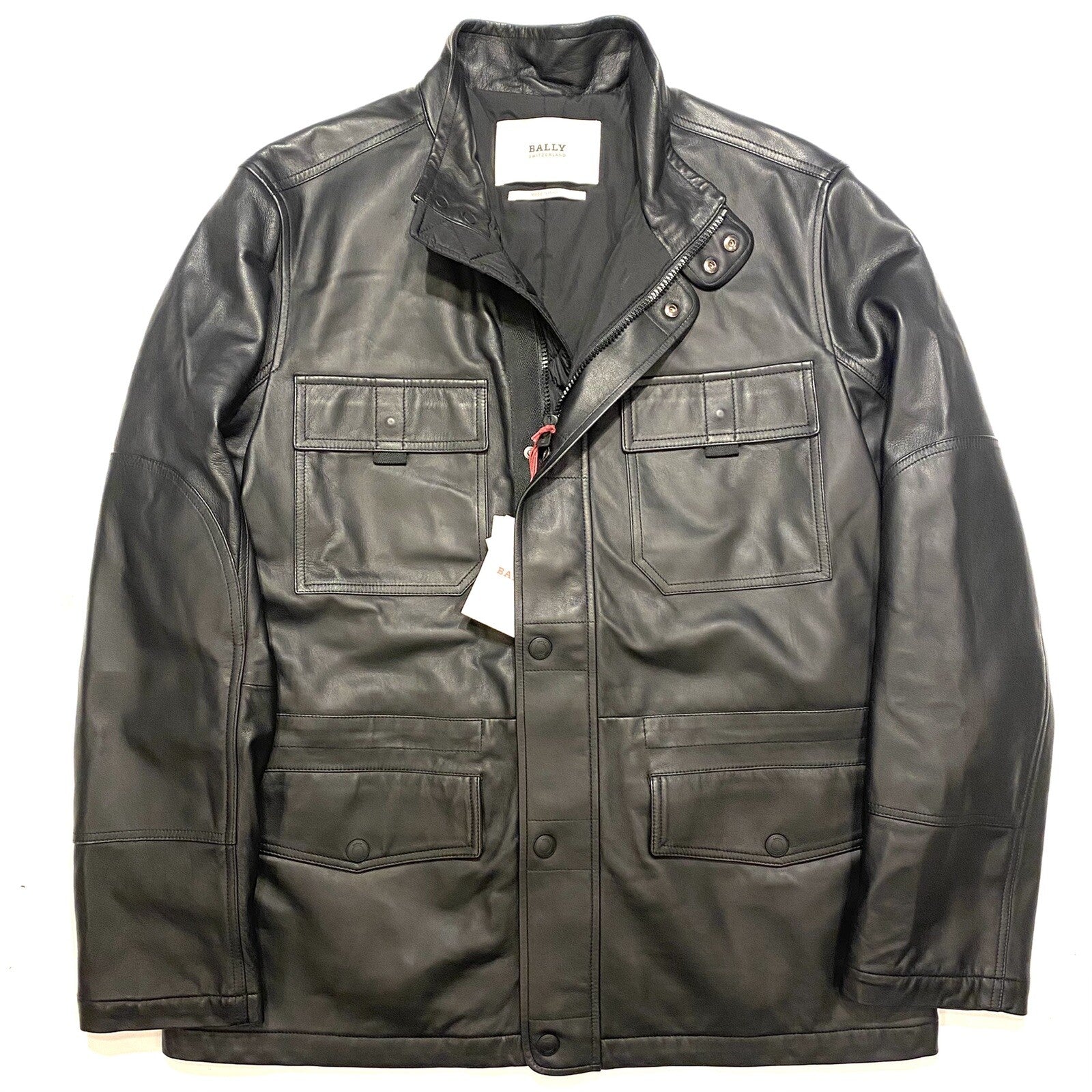 BALLY Mens Nappa Lamb Leather Coat Jacket Black (MSRP $2,500)