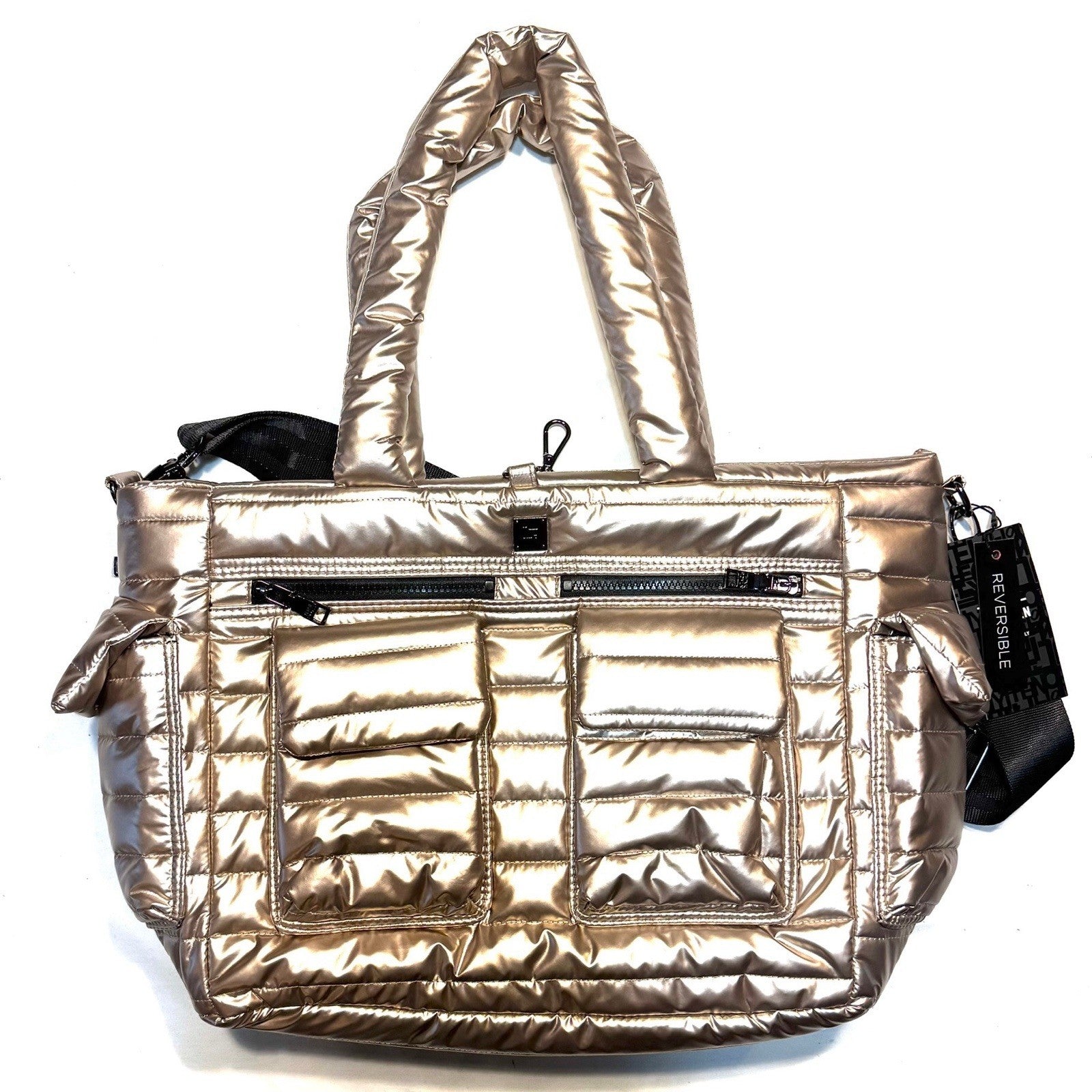 THINK ROYLN Two Faced Reversible Tote Bag Pearl Cashmere Gold (MSRP $198)