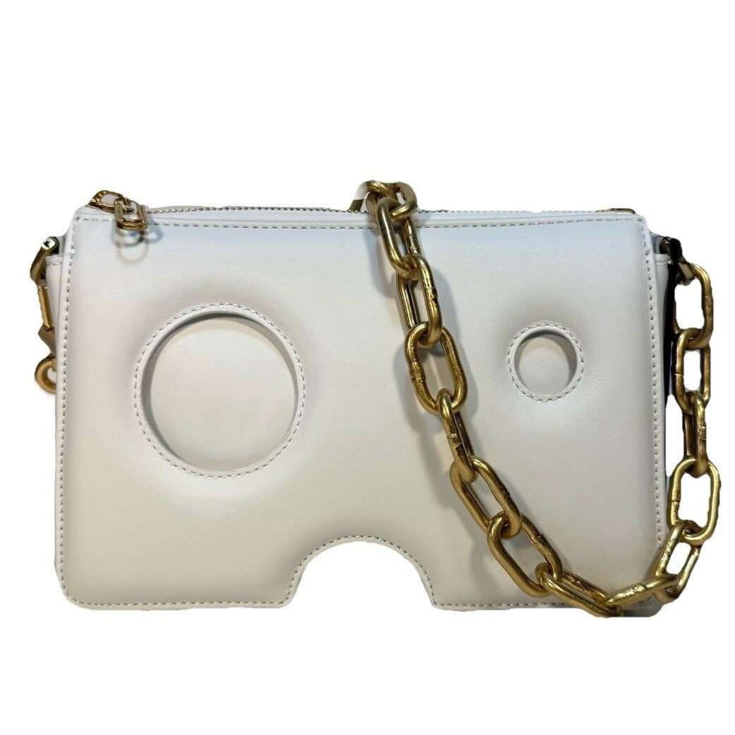 OFF-WHITE Burrow Zipped Pouch Leather Shoulder Bag White (MSRP $2,050)