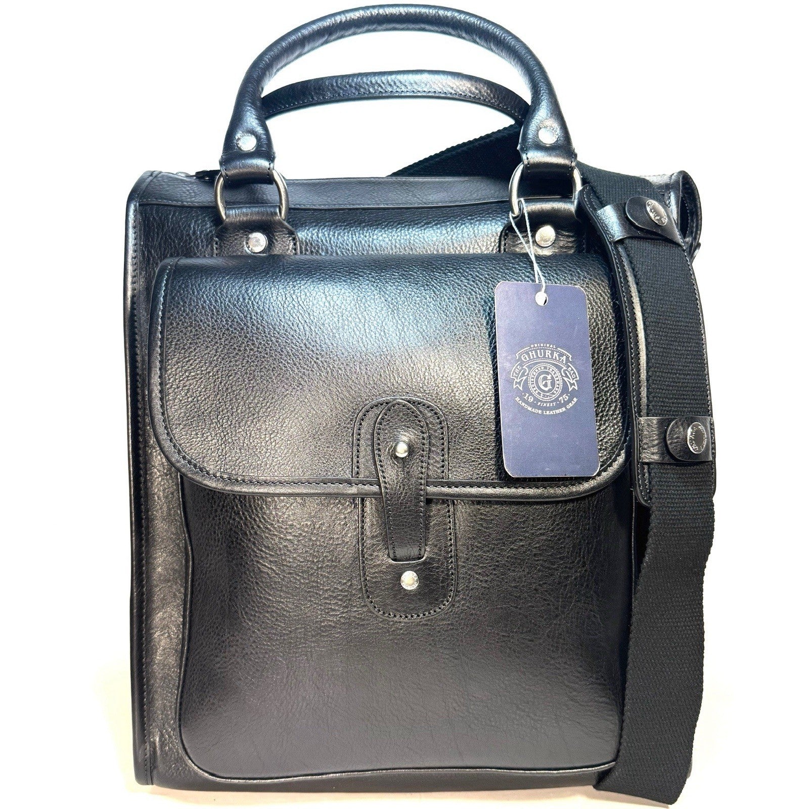 GHURKA Overlander No. 3 Leather Messenger Bag Vintage Black (MSRP $1,795)