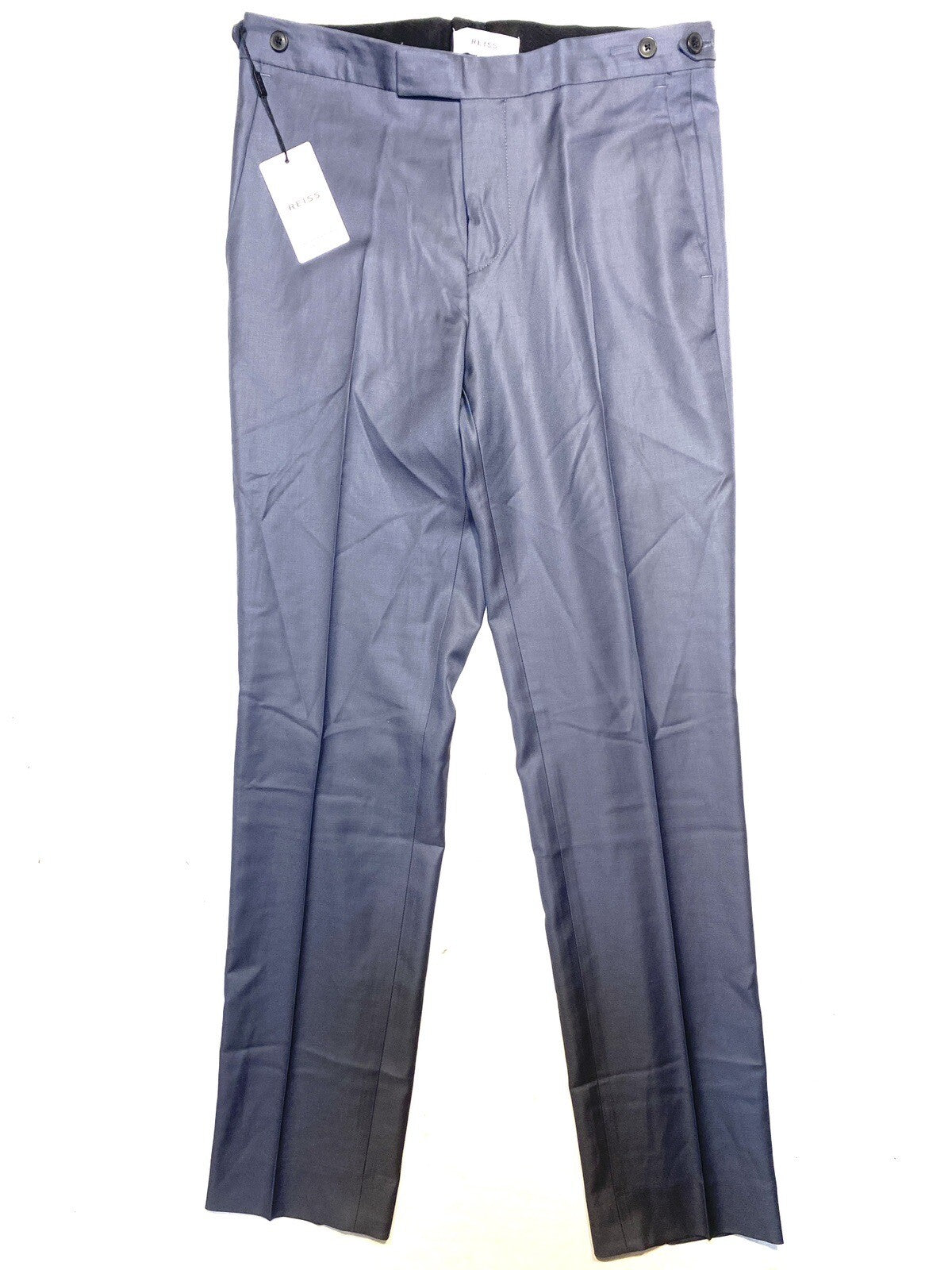 REISS Mens Hiked Wool Mixer Dress Trousers Pants Blue (MSRP $285)