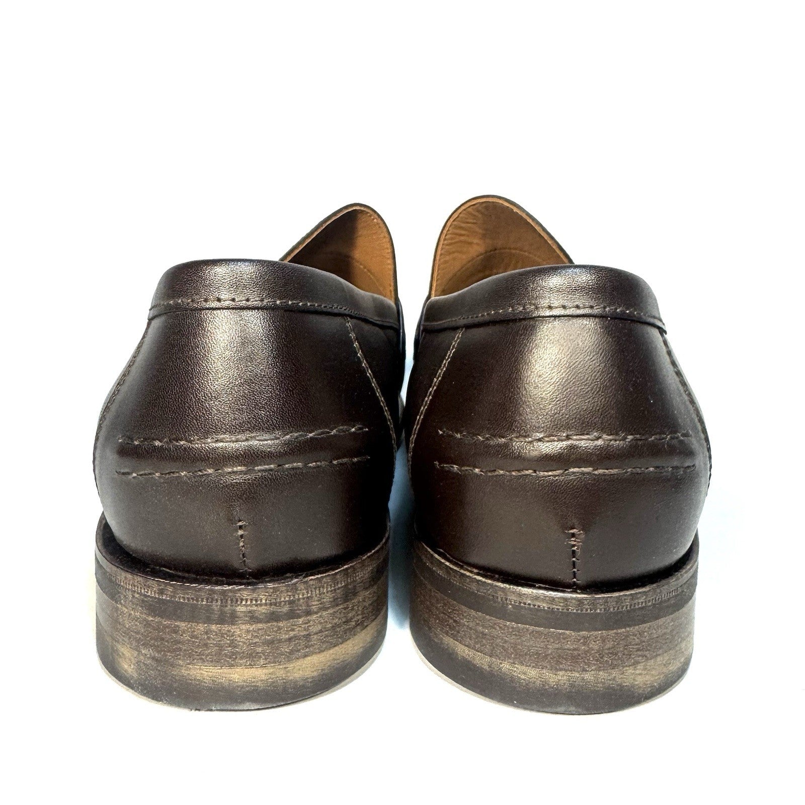 SANDERS x TODD SNYDER Mens Clive Leather Penny Loafers Dark Brown (MSRP $578)