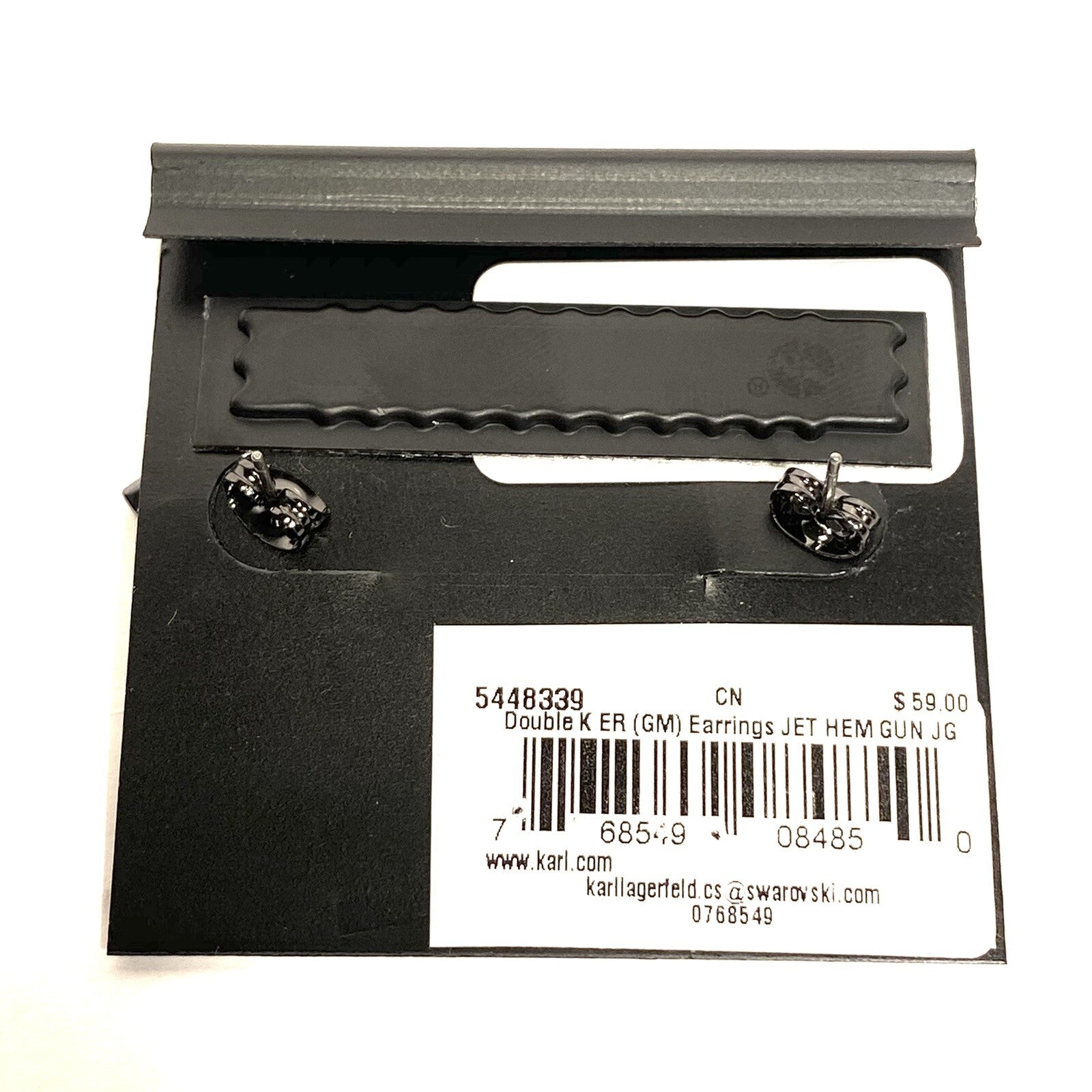 KARL LAGERFELD Swarovski Double KK Logo Post Earrings Black (MSRP $59)