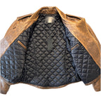 R13 Womens Exaggerated Shoulder Leather Motorcycle Jacket Brown (MSRP $1,995)