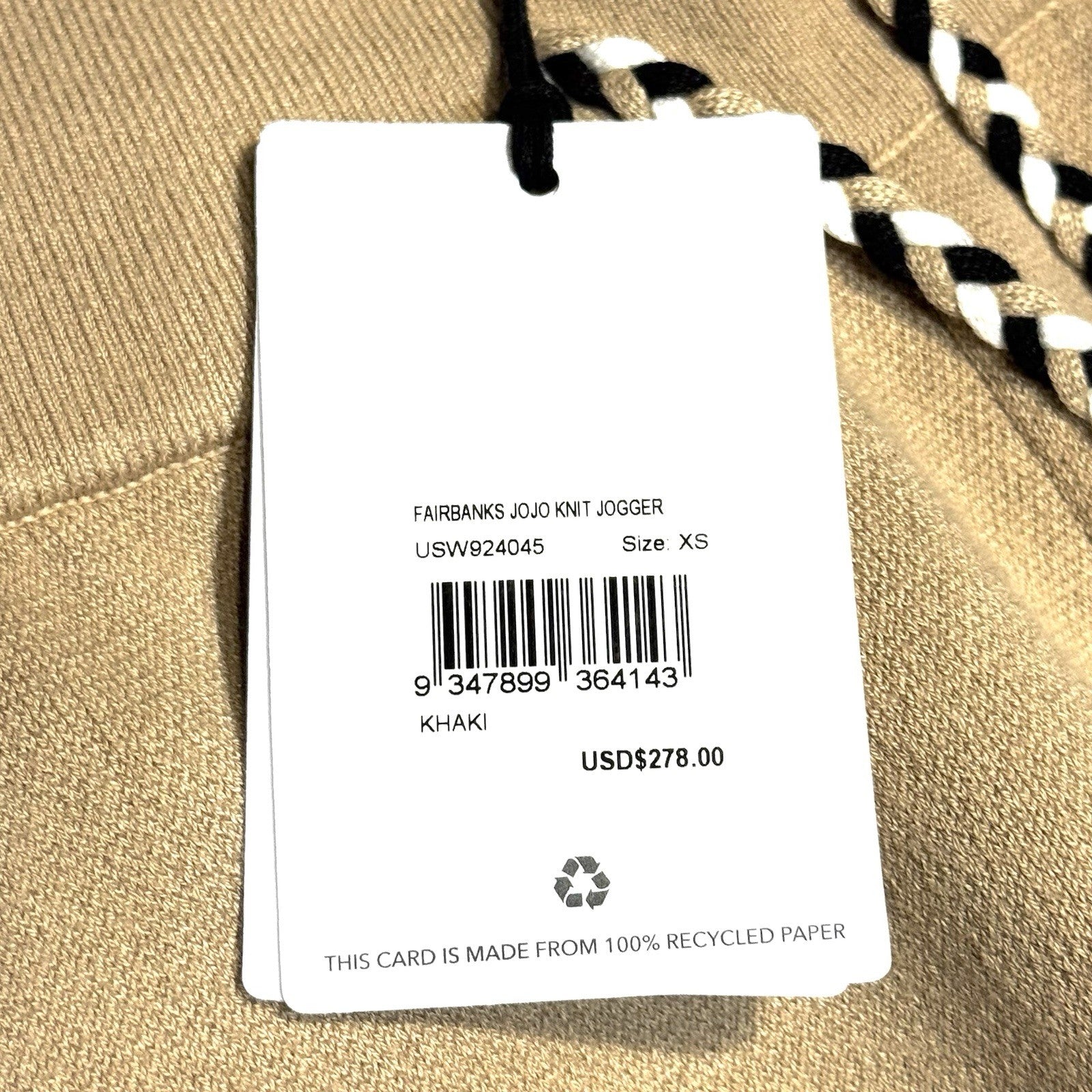 THE UPSIDE x VERONICA BEARD Fairbanks JoJo Knit Jogger Pants Khaki XS -MSRP $278