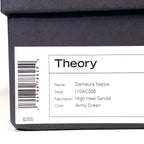 THEORY Womens Demeura Nappa Leather High Heel Sandals Army Olive (MSRP $355)