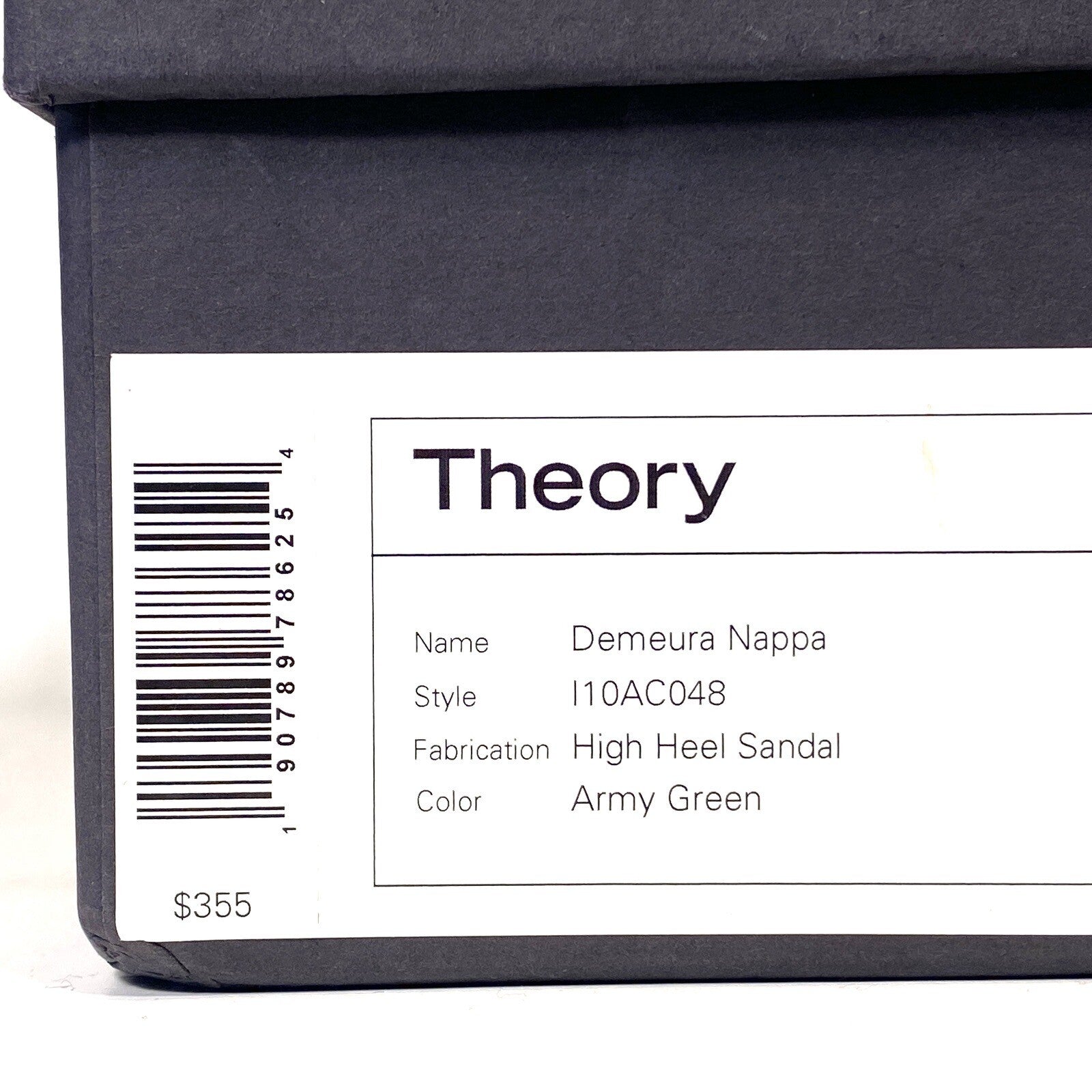 THEORY Womens Demeura Nappa Leather High Heel Sandals Army Olive (MSRP $355)