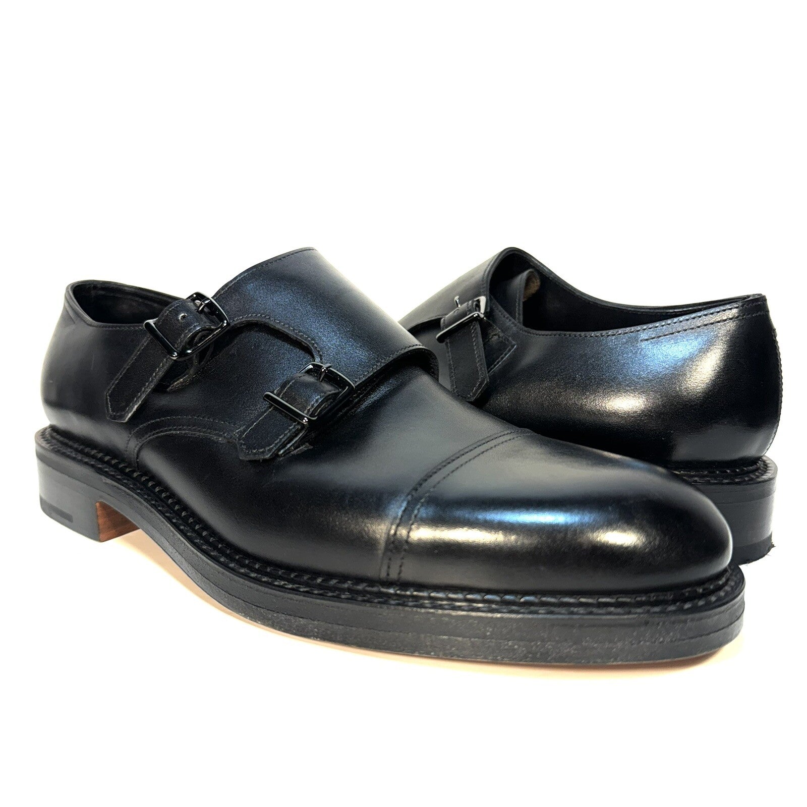 JOHN LOBB Mens William Monkstrap Calf Leather Shoes Black 7.5 (MSRP $1,780)