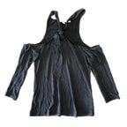 AVEC LES FILLES Womens Tie Strap Sleeve Jersey Top Black XS