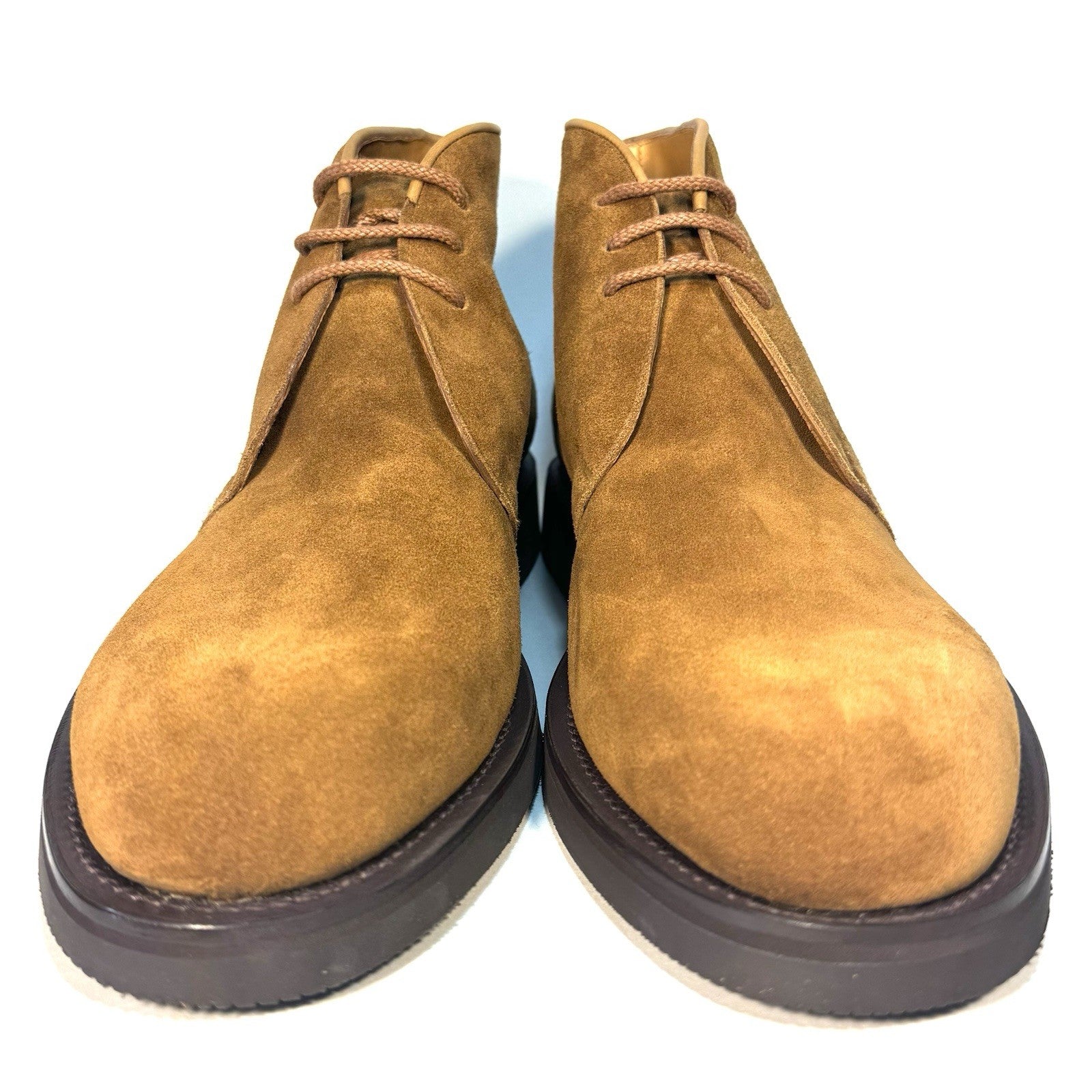 JOHN LOBB Mens Dixter Suede Leather Chukka Boots Tobacco Brown 10 (MSRP $2,050)