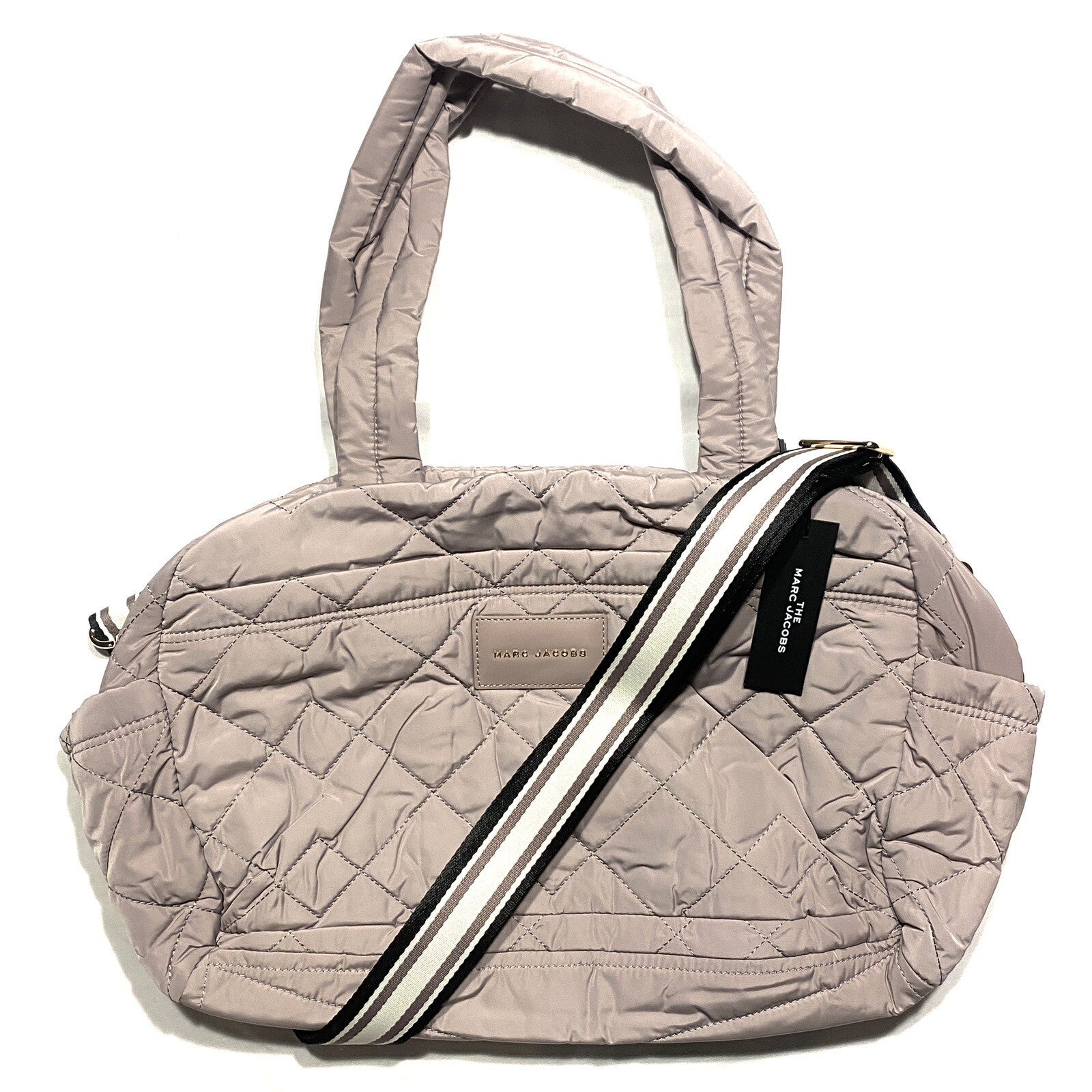 MARC JACOBS Quilted Nylon Weekender Tote Bag Bark Grey Medium (MSRP $295)