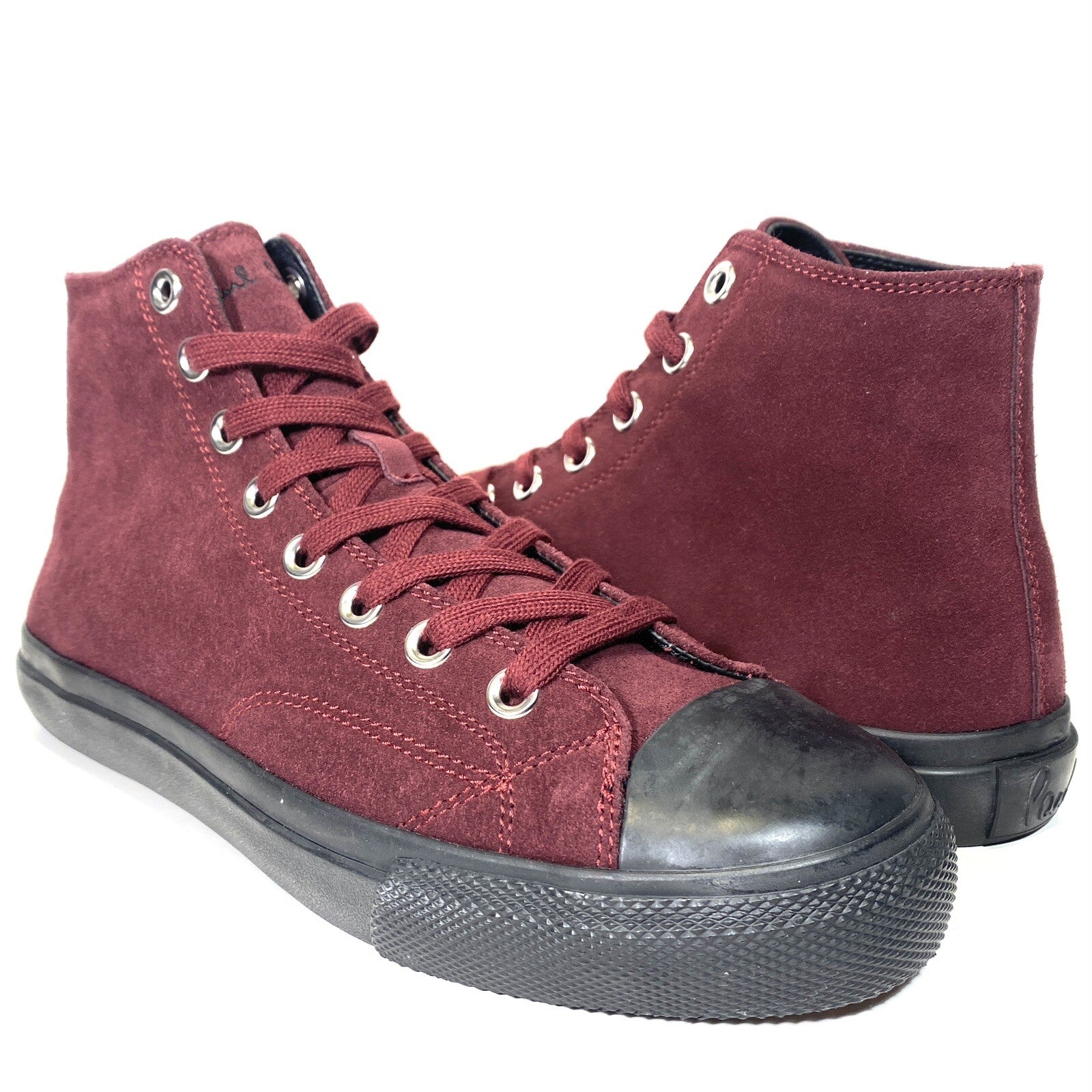 PAUL SMITH Mens Carver Suede Leather High Top Sneakers Bordeaux 7 (MSRP $325)