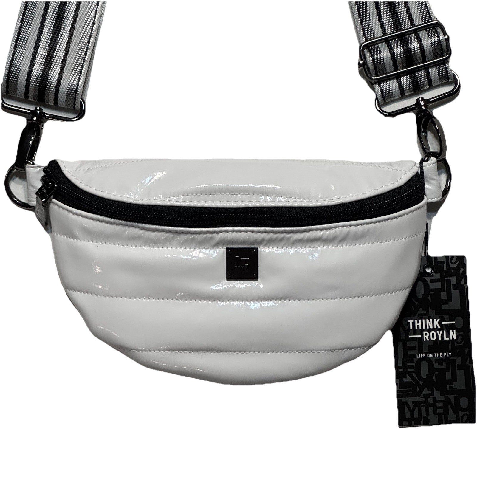 THINK ROYLN Shining Star Crossbody Waist Bag Patent White (MSRP $108)