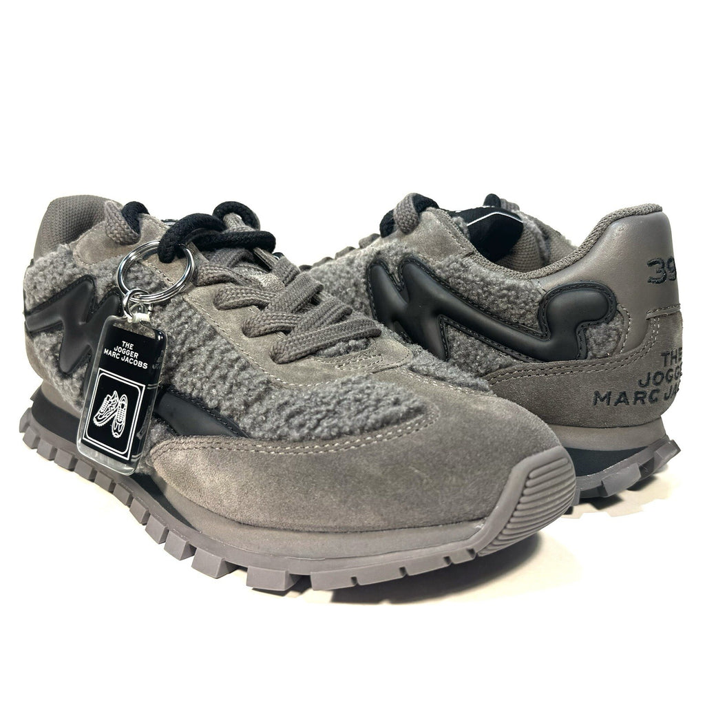 MARC JACOBS Womens The Teddy Jogger Suede Shearling Sneakers Grey 39 (MSRP $295)
