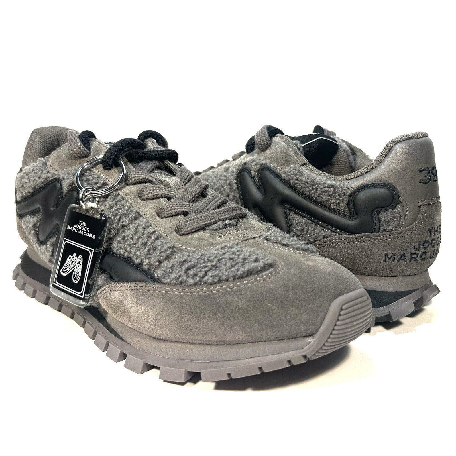 MARC JACOBS Womens The Teddy Jogger Suede Shearling Sneakers Grey 39 (MSRP $295)