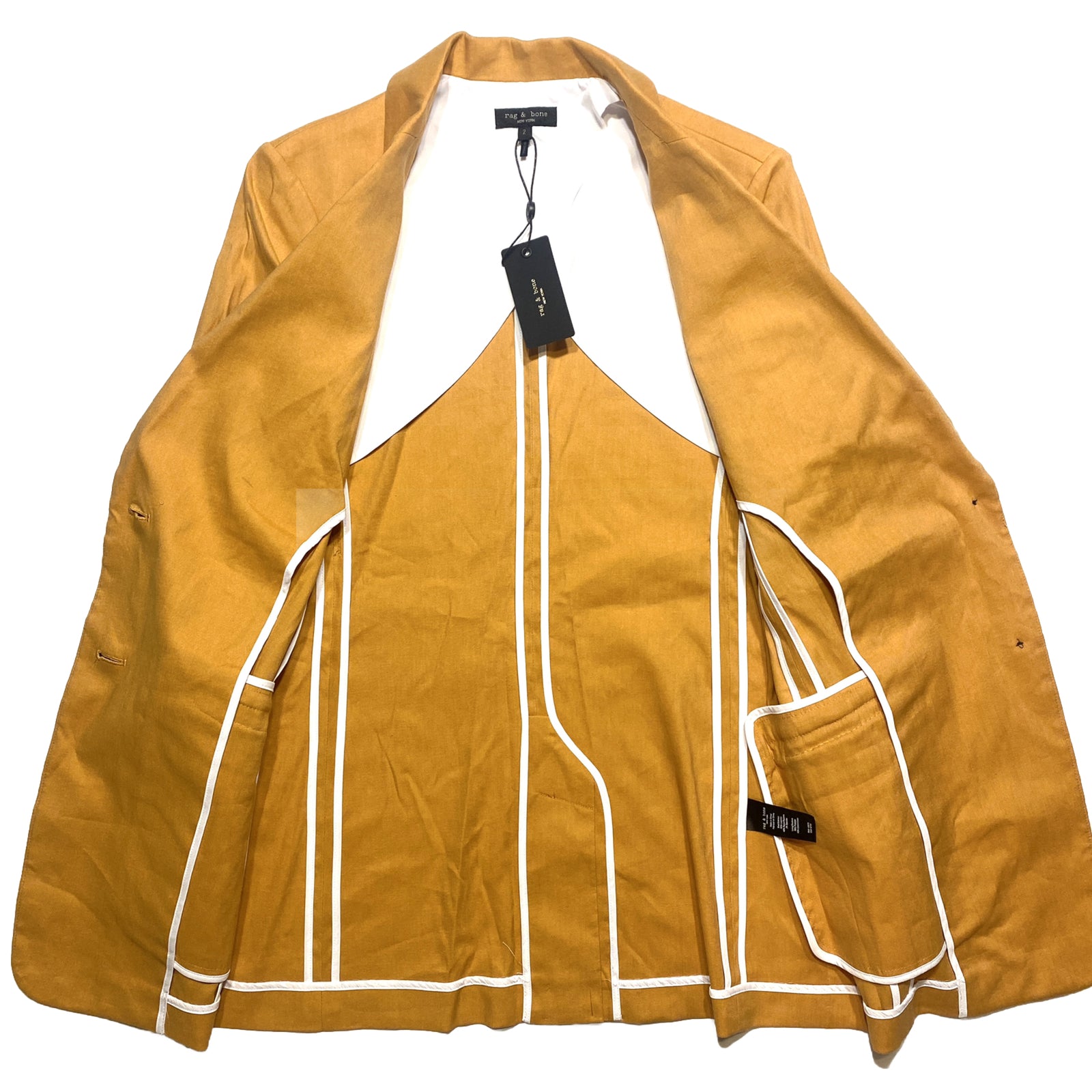 RAG & BONE Womens Charles Linen Long Blazer Jacket Putty Tan (MSRP $550)