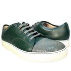 LANVIN Mens DDB1 Basket Cap Toe Leather Low Top Sneakers Green (MSRP $590)