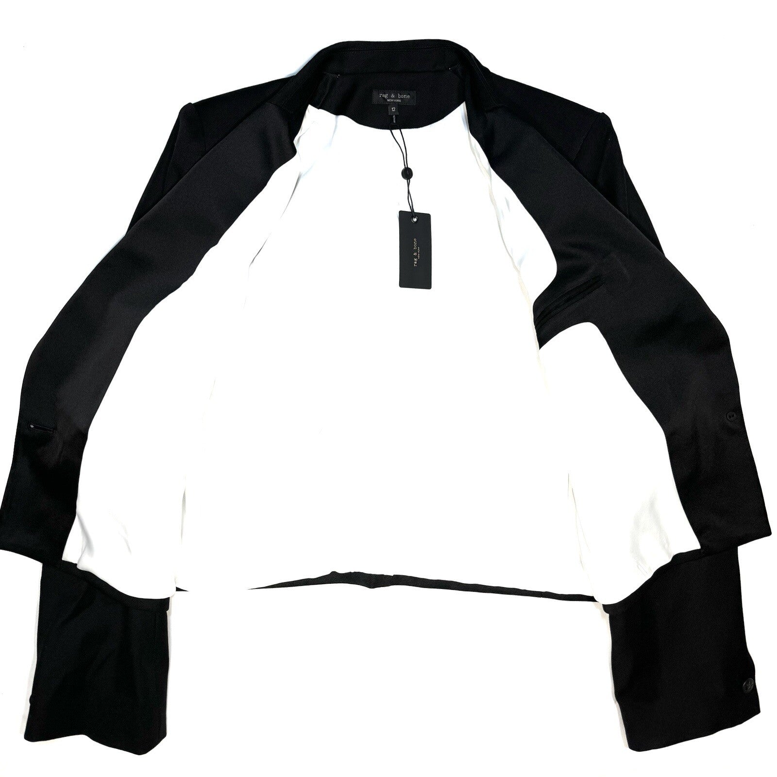 RAG & BONE Womens Valerie Italian Wool Cropped Blazer Black 12 (MSRP $595)