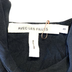 AVEC LES FILLES Womens Tie Strap Sleeve Jersey Top Black XS