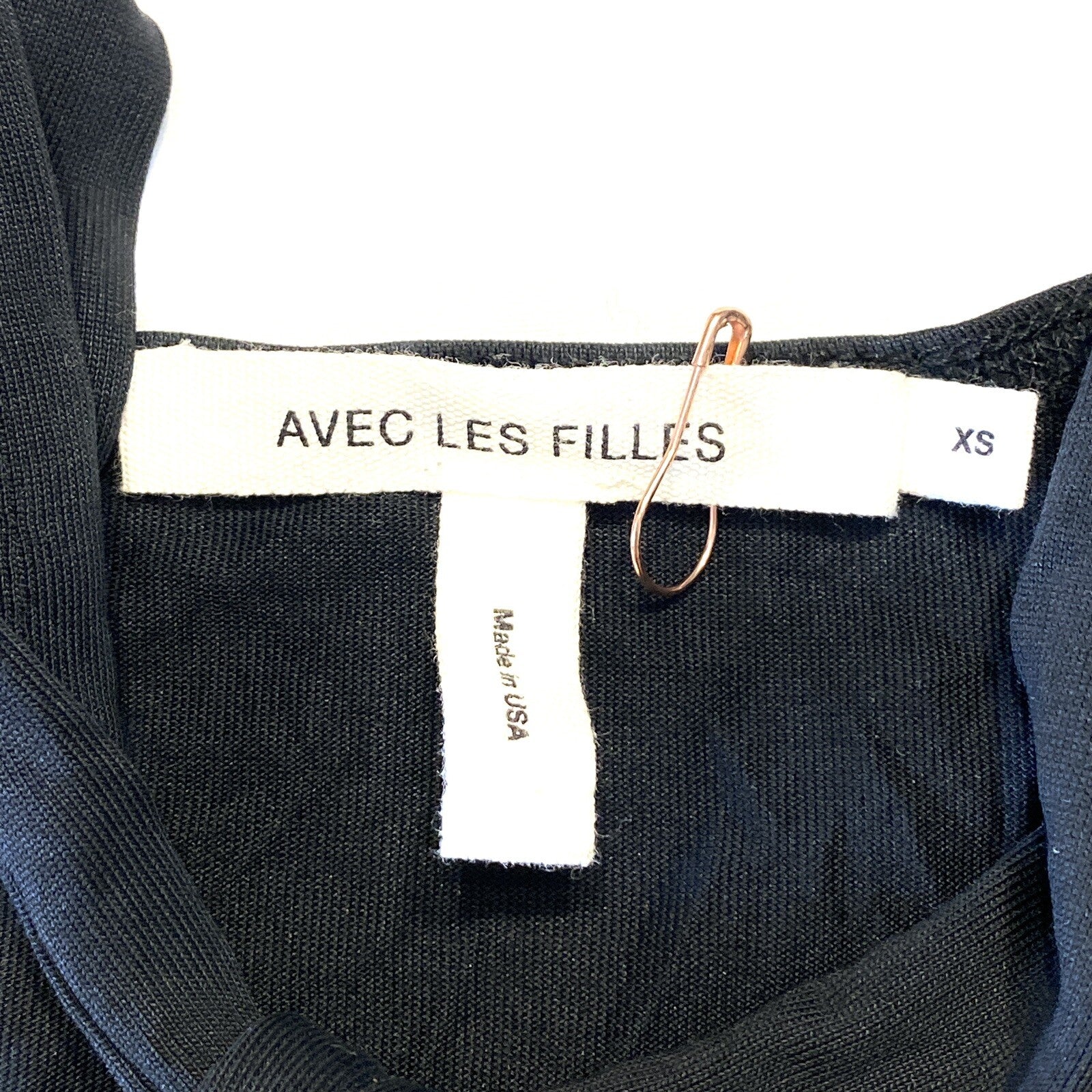 AVEC LES FILLES Womens Tie Strap Sleeve Jersey Top Black XS