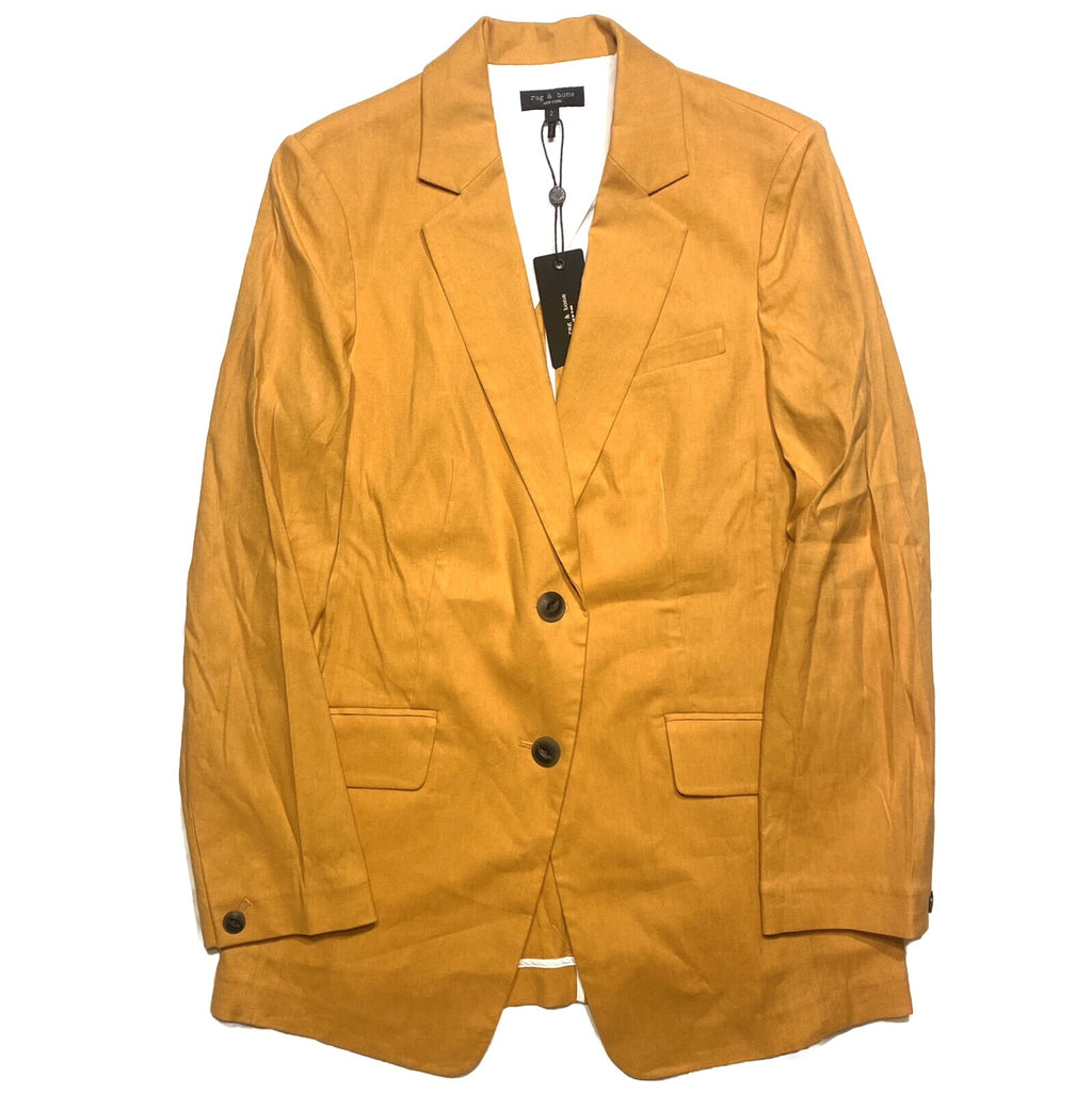 RAG & BONE Womens Charles Linen Long Blazer Jacket Putty Tan (MSRP $550)