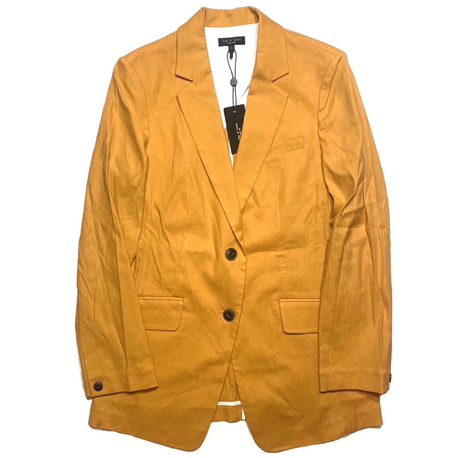 RAG & BONE Womens Charles Linen Long Blazer Jacket Putty Tan (MSRP $550)