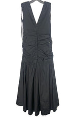 VERONICA BEARD Perrin Ruched Cotton Sleeveless Maxi Dress Black (MSRP $598)