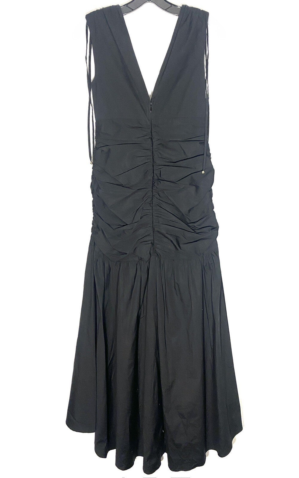 VERONICA BEARD Perrin Ruched Cotton Sleeveless Maxi Dress Black (MSRP $598)
