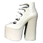 MARC JACOBS The Kiki Ankle Platform Croc Embossed Boots White (MSRP $550)