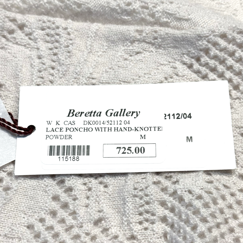 LUCIANO BARBERA Womens Lace Wool Knit Poncho Cape Powder White (MSRP $725)