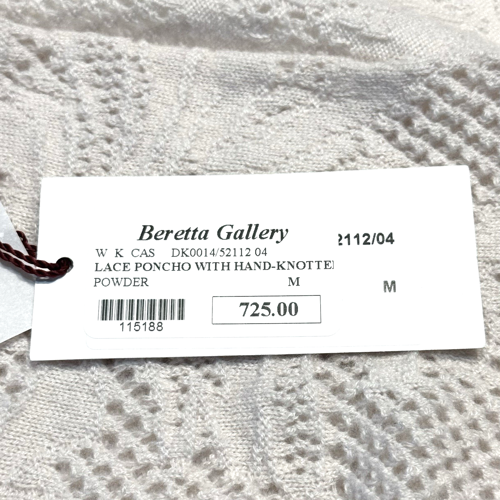 LUCIANO BARBERA Womens Lace Wool Knit Poncho Cape Powder White (MSRP $725)