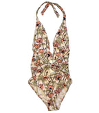 TORY BURCH Poppies Printed Tie Front One Piece Swimsuit Pink Beige (MSRP $218)