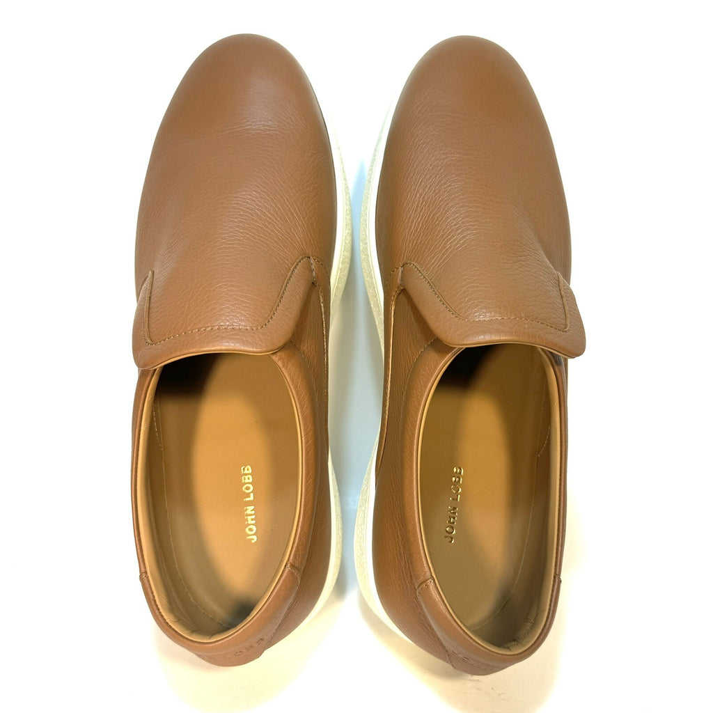 JOHN LOBB Mens Breeze Calf Leather Slip On Sneakers Cognac Brown 8.5 (MSRP $910)