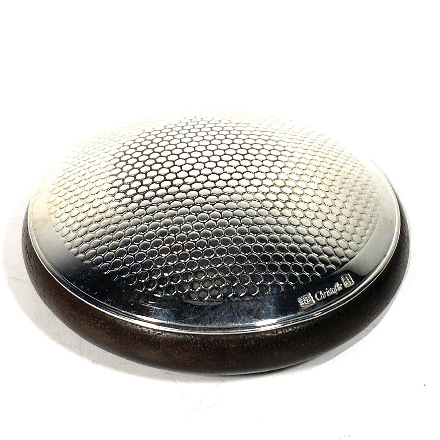 CHRISTOFLE Silver Plated Textured Brazilian Wood Paperweight Object (MSRP $150)