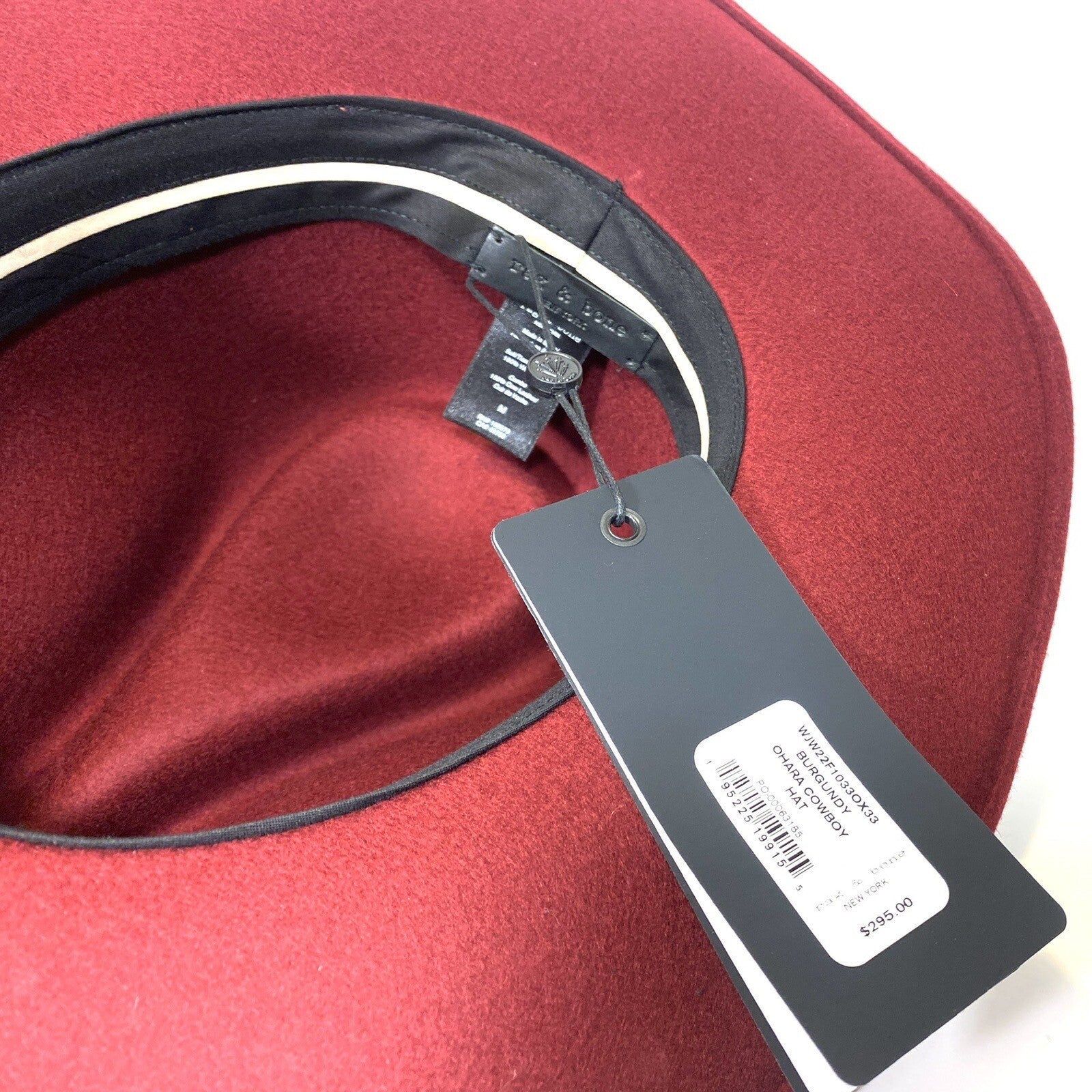 RAG & BONE Womens Ohara Cowboy Wool Felt Hat Burgundy Red (MSRP $295)