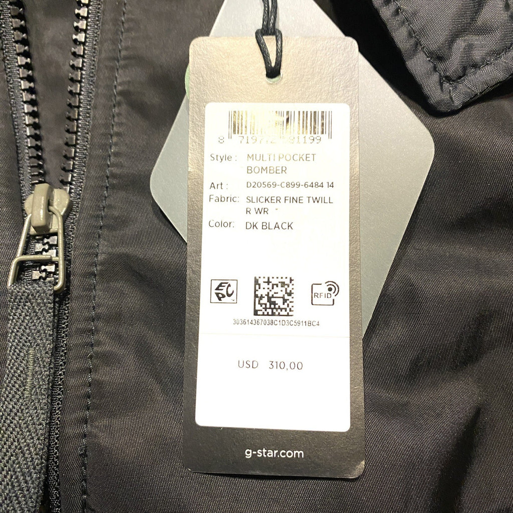 G STAR RAW Mens Multi Pocket Hooded Bomber Jacket Coat Black (MSRP $310)