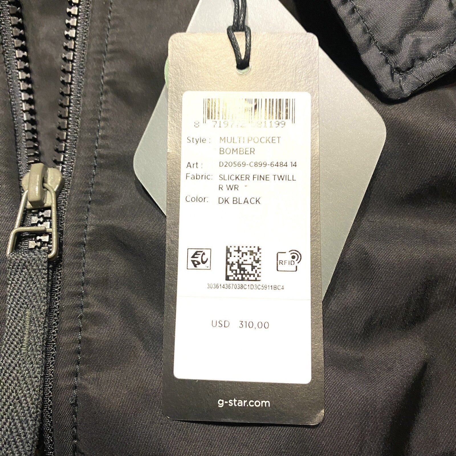 G STAR RAW Mens Multi Pocket Hooded Bomber Jacket Coat Black (MSRP $310)