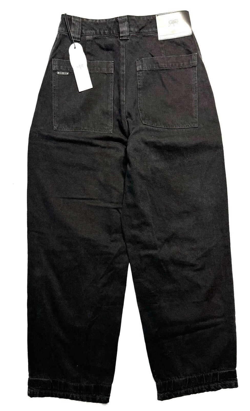 RtA Mens Wide Leg Cargo High Rise Denim Jeans Black Stone (MSRP $495)