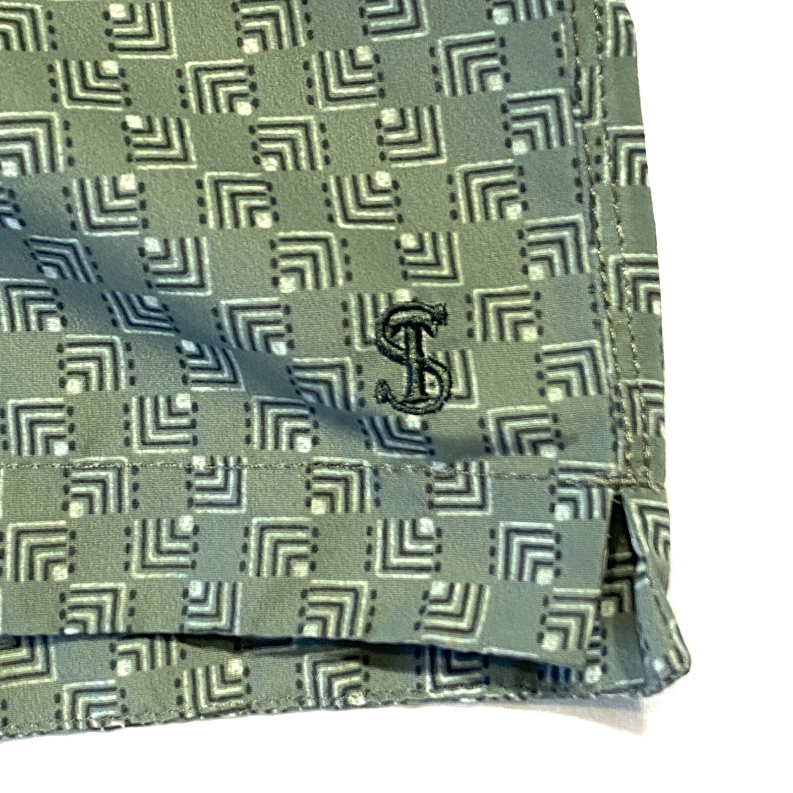 TODD SNYDER Mens 7in Geometric Tailored Swim Shorts Trunks Green (MSRP $248)