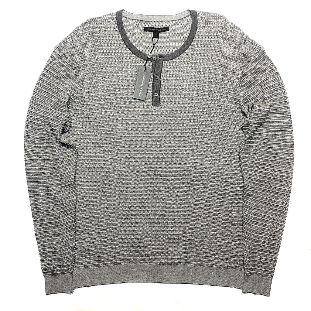 JOHN VARVATOS USA Mens Long Sleeve Jennings Knit Henley Shirt Grey (MSRP $188)