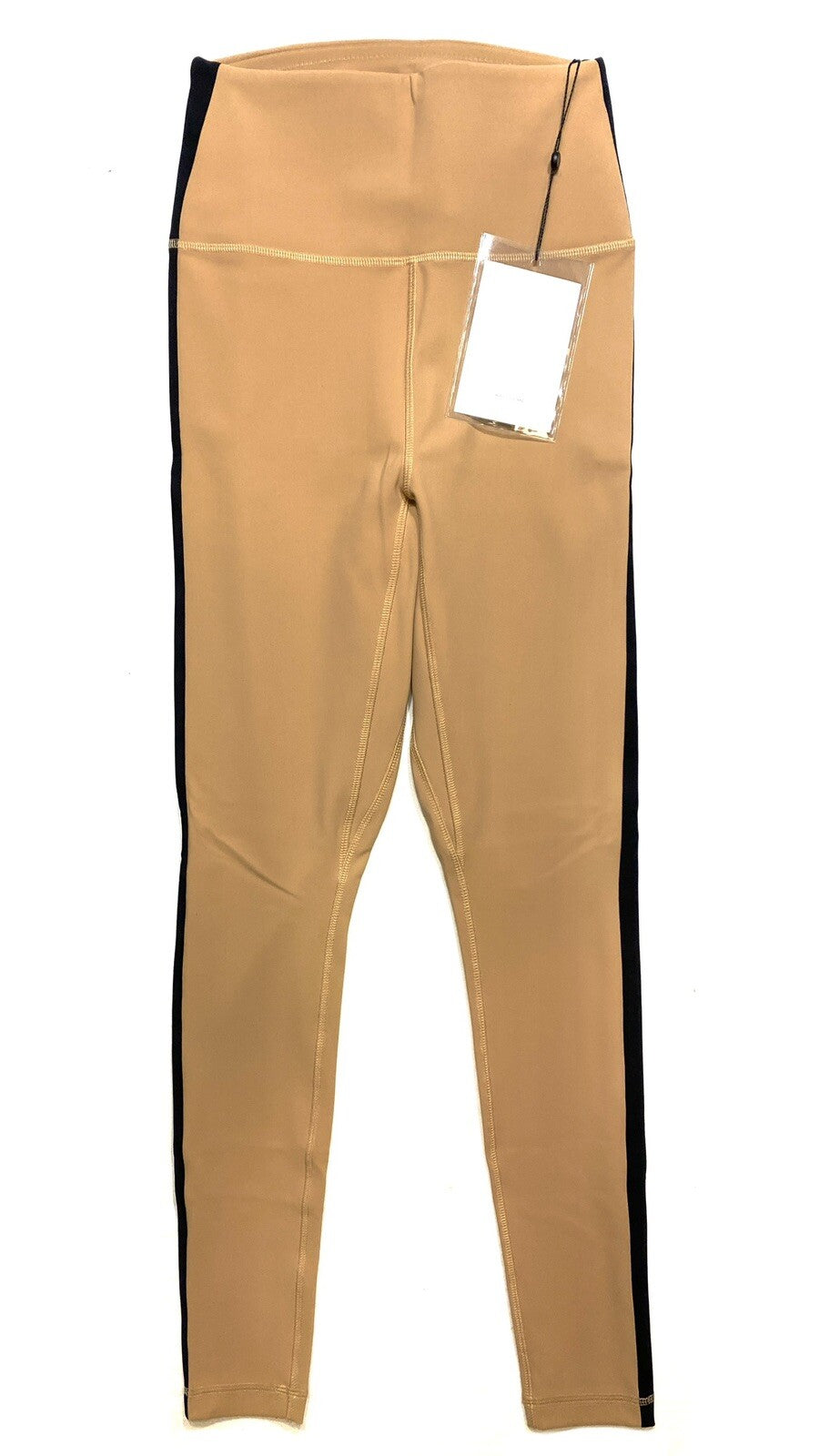 WARDROBE NYC Womens Stripe Sport Leggings Khaki Beige (MSRP $250)