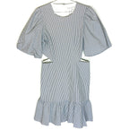 VERONICA BEARD Iker Seersucker Stripe Cutout Dress Blue (MSRP $548)