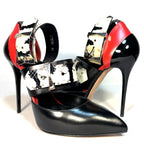 ALEXANDER MCQUEEN Womens Muscat Python Leather Heels Black Red 36 (MSRP $879)