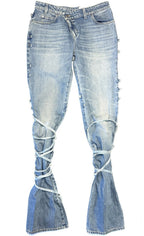 ALEXANDER MCQUEEN Womens Corset Lace Denim Jeans Indigo Blue 27 (MSRP $1,760)