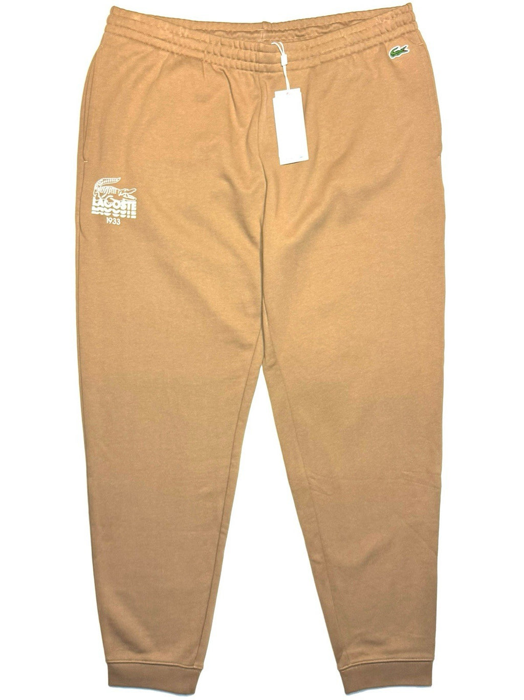 LACOSTE Mens Big and Tall Logo Print Tapered Cotton Sweatpants Brown (MSRP $98)