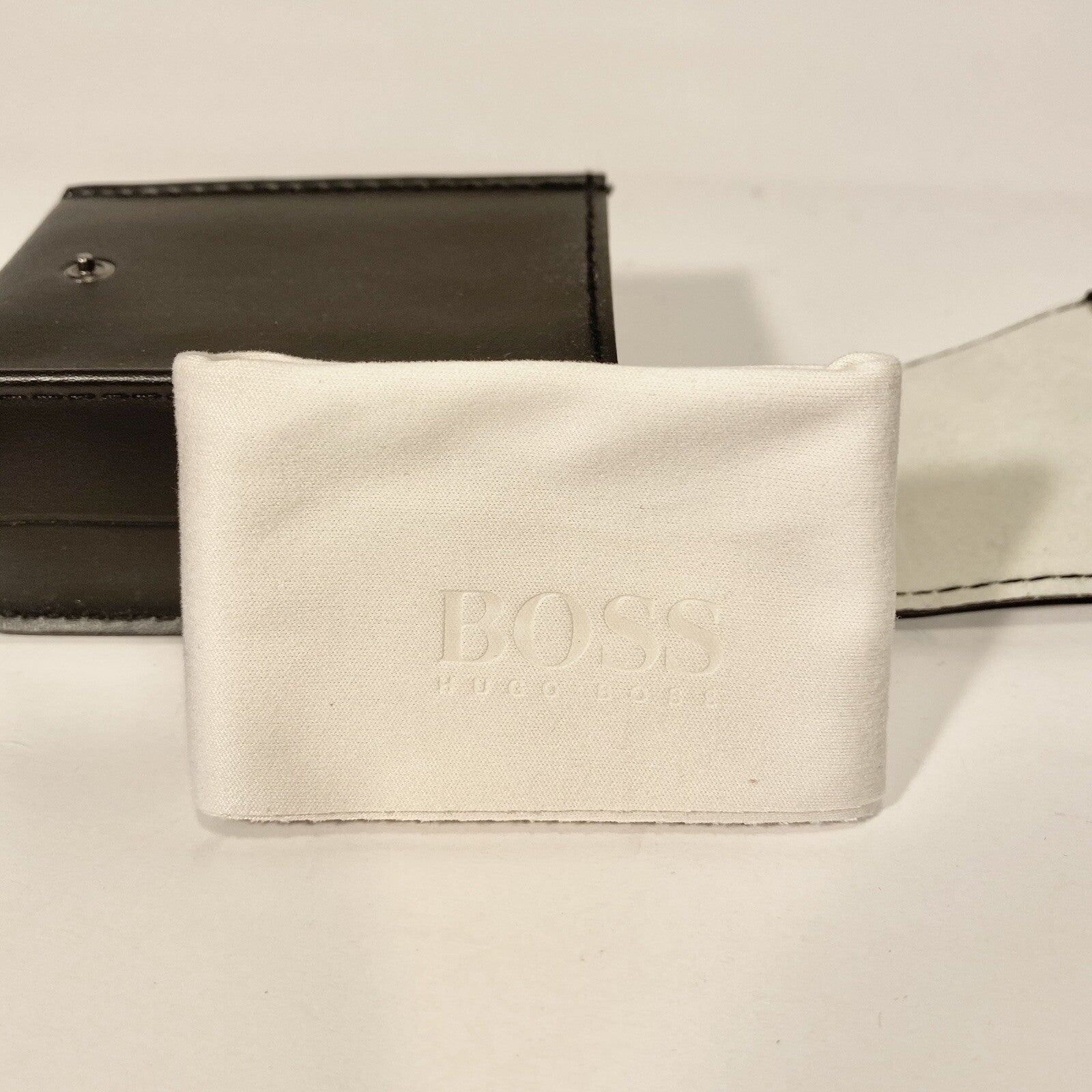 HUGO BOSS Compact Foldable Black Sunglasses Eyeglasses Case and Cloth